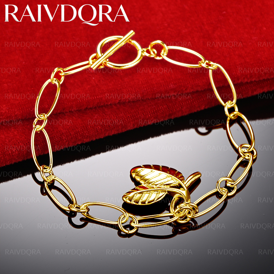 Men Accessories Chain And Bracelet - 18K Gold Plated Leaves Pendant Chain
