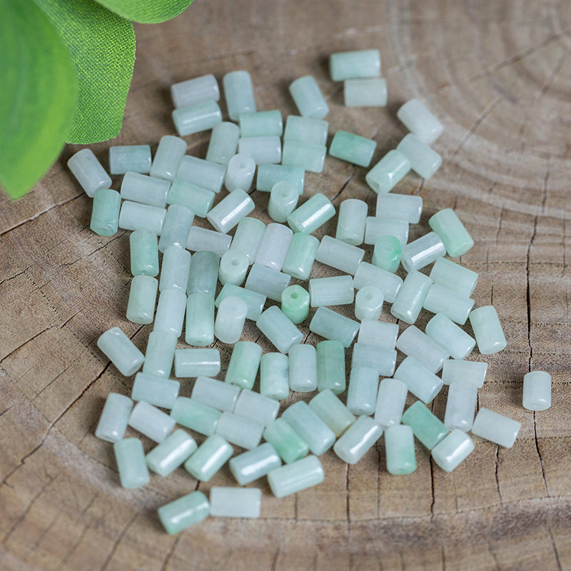 Men Accessories Jewellery - 10PC Natural Jade Emerald Straight Barrel
