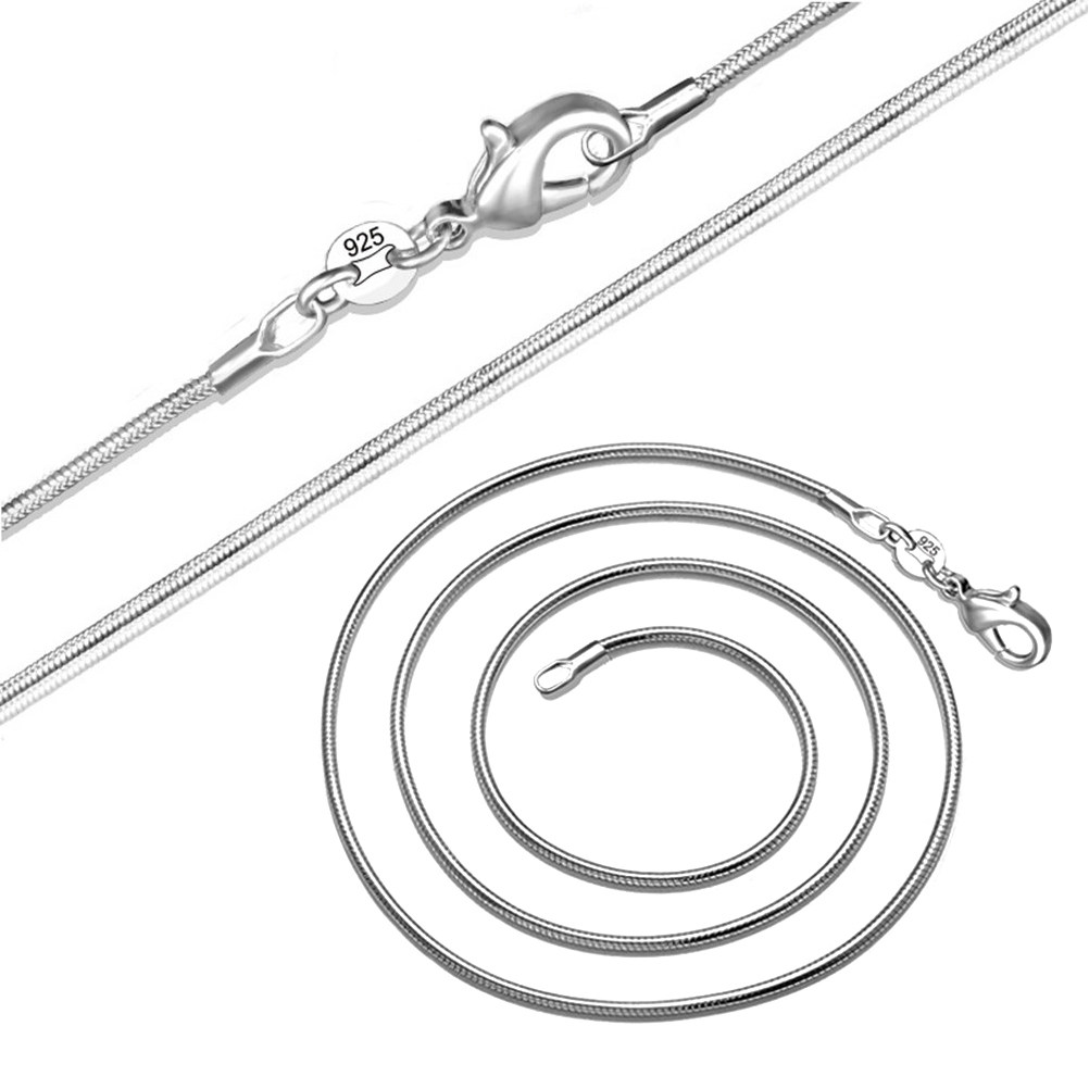 Men Accessories Silver - Silver Plated Snake Chain Necklace 1Mm