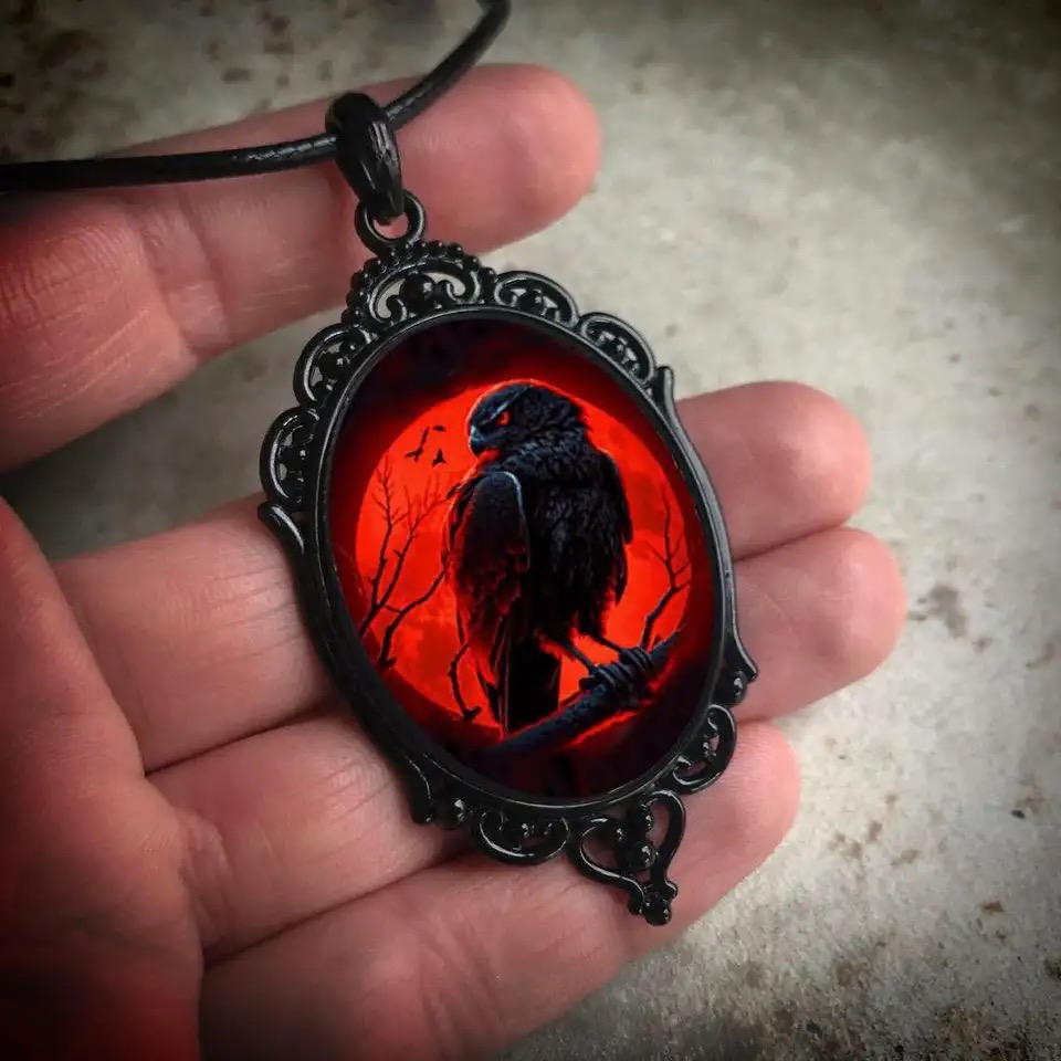 Gothic Vampire Owl Cameo Neckl - مراجعة Men'S Vampire Accessories وسعره
