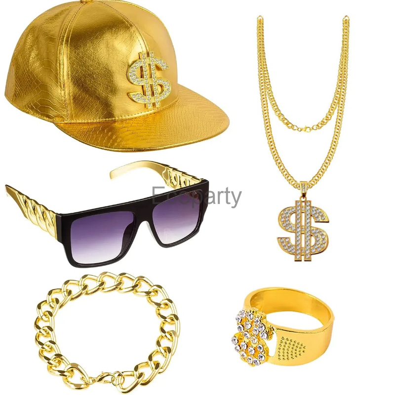 80s 90s Hip Hop Costume Access - مراجعة Men Accessories Chain And Bracelet وسعره