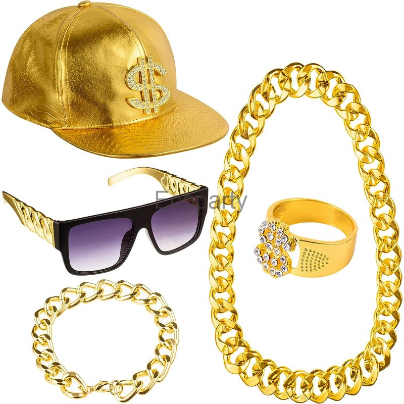 80s 90s Hip Hop Costume Access - مراجعة Men Accessories Chain And Bracelet وسعره