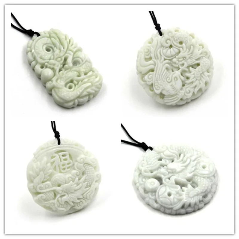 Natural White jade Dragon Phoe - مراجعة Men Accessories Jewellery وسعره