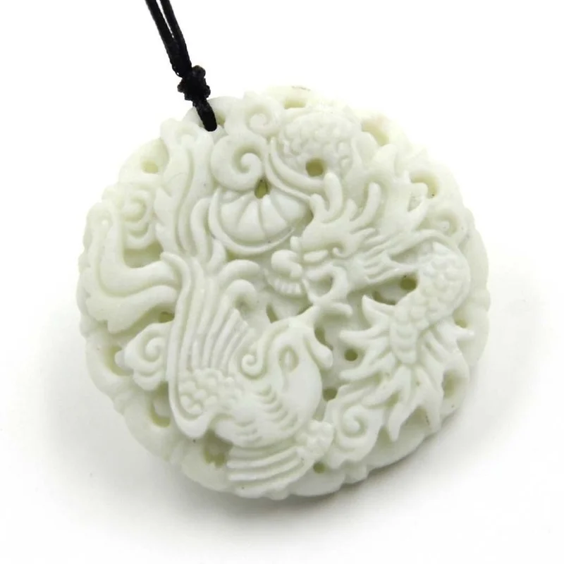 Natural White jade Dragon Phoe - مراجعة Men Accessories Jewellery وسعره