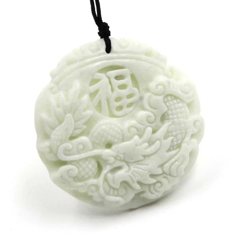 Natural White jade Dragon Phoe - مراجعة Men Accessories Jewellery وسعره