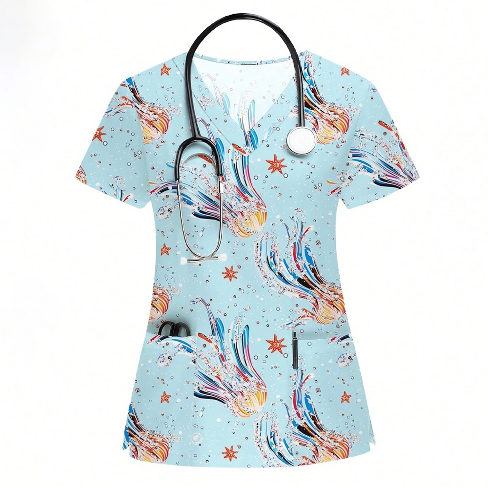 Uniform Nurse Cat Print Scrub  - مراجعة Men Accessories Shop وسعره
