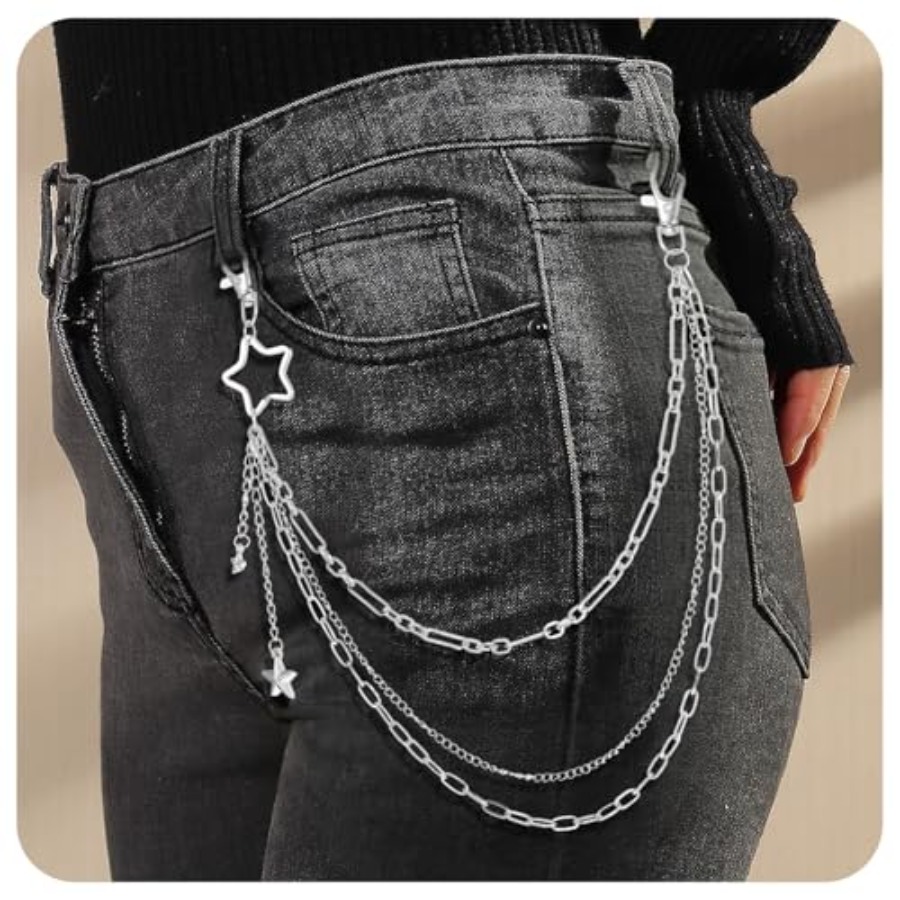 Punk Pants Chain, Silver Star  - مراجعة Men Accessories Silver وسعره