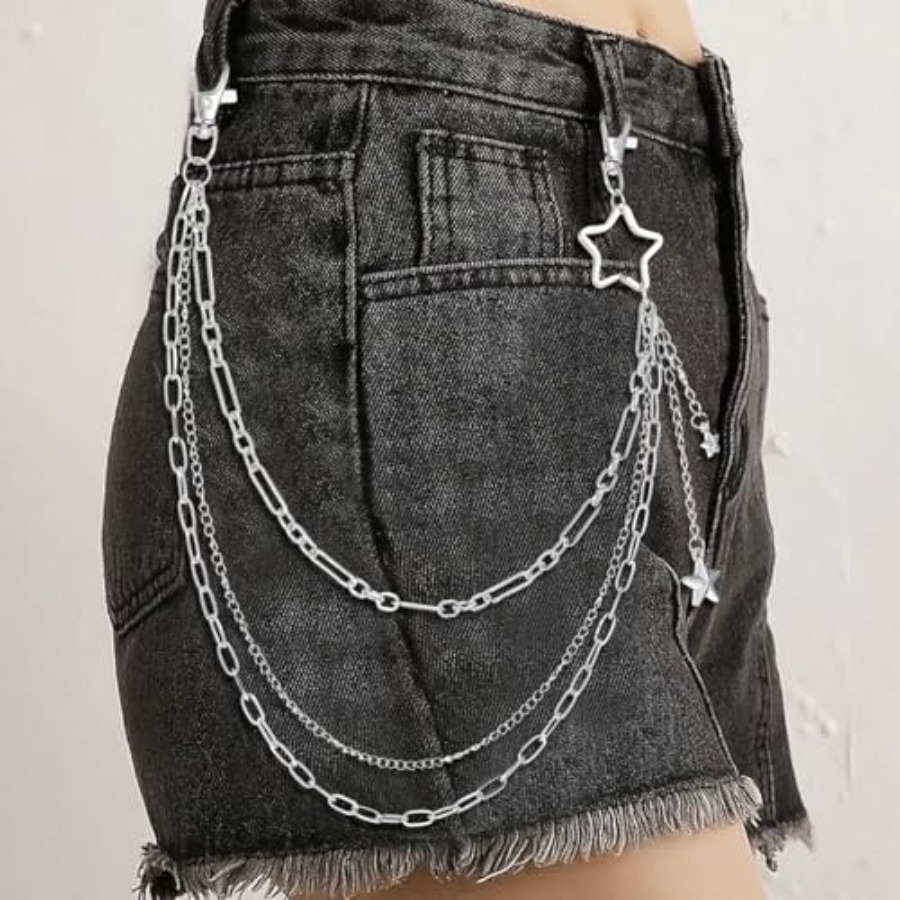 Punk Pants Chain, Silver Star  - مراجعة Men Accessories Silver وسعره