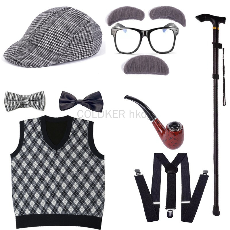 Halloween Festival Old Man Cos - مراجعة Men Accessories Pack وسعره