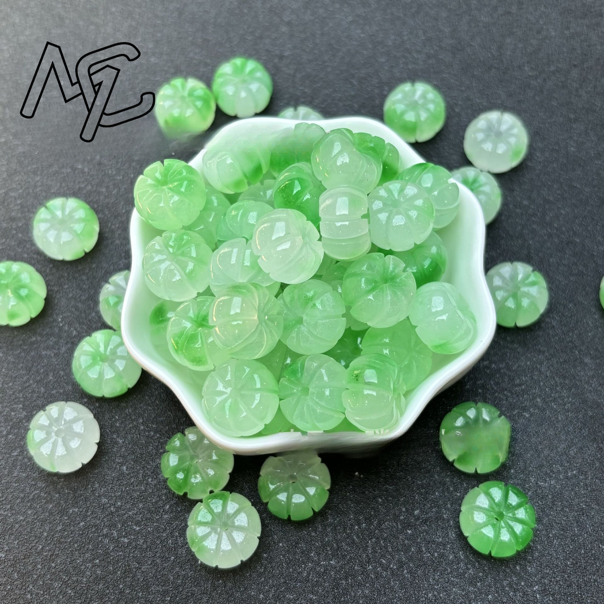10pcs A Green Jade Pumpkin Bea - مراجعة Men Accessories Jewellery وسعره