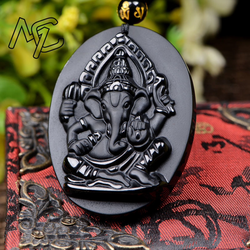 Natural Obsidian Elephant God  - مراجعة Men Accessories Jewellery وسعره
