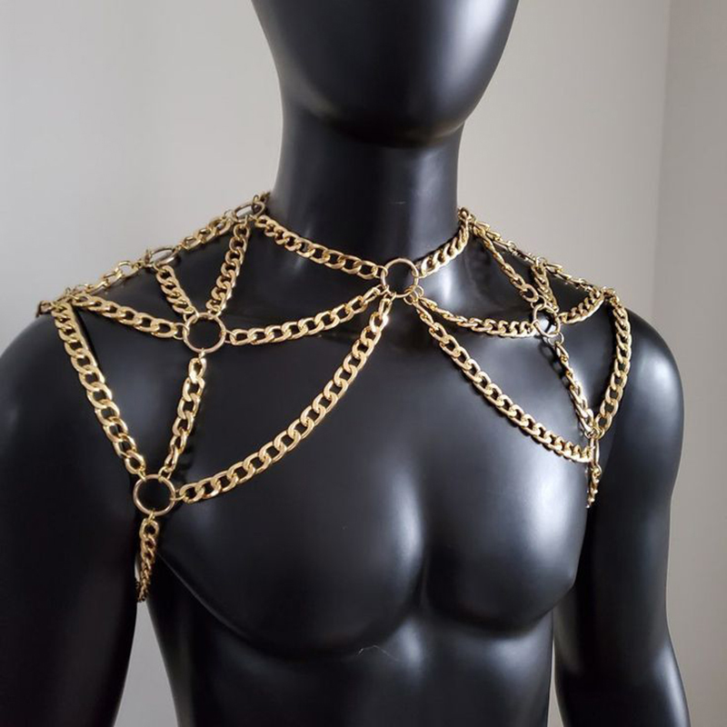 Punk Men Shoulder Body Chain B - مراجعة Men Accessories Silver وسعره