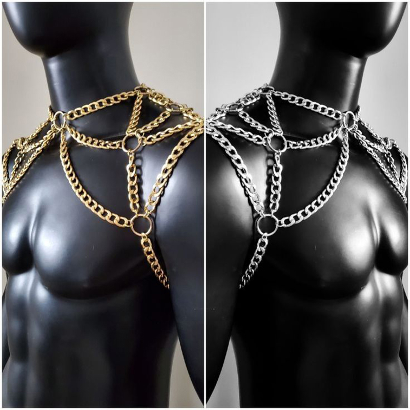 Punk Men Shoulder Body Chain B - مراجعة Men Accessories Silver وسعره