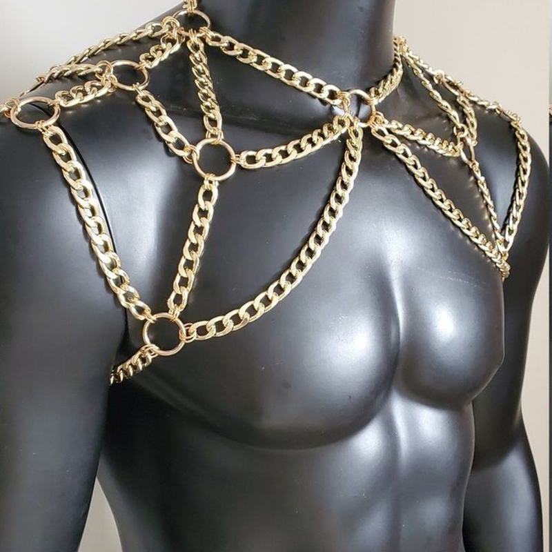 Punk Men Shoulder Body Chain B - مراجعة Men Accessories Silver وسعره