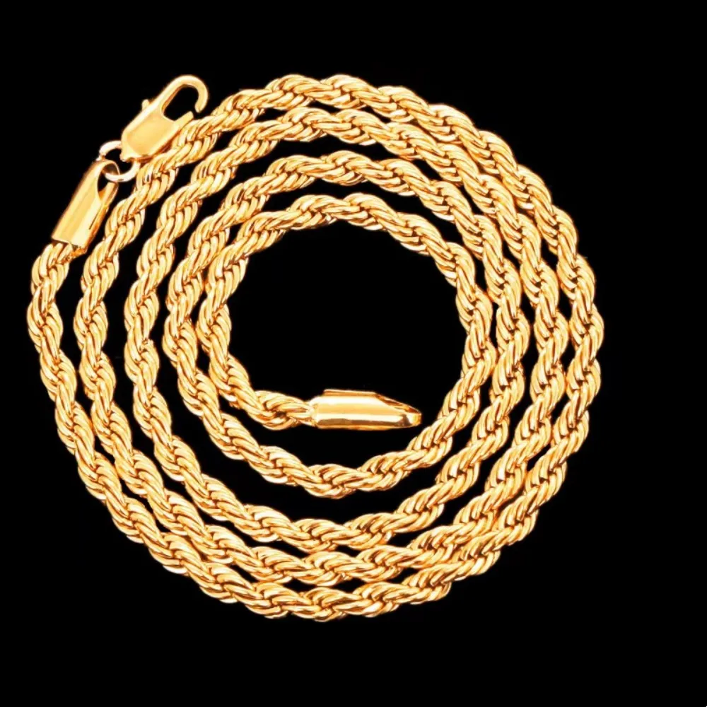 2pcs Fashion 18K Gold 4MM Twis - مراجعة Men Accessories Chain And Bracelet وسعره