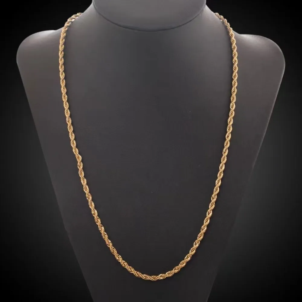 2pcs Fashion 18K Gold 4MM Twis - مراجعة Men Accessories Chain And Bracelet وسعره