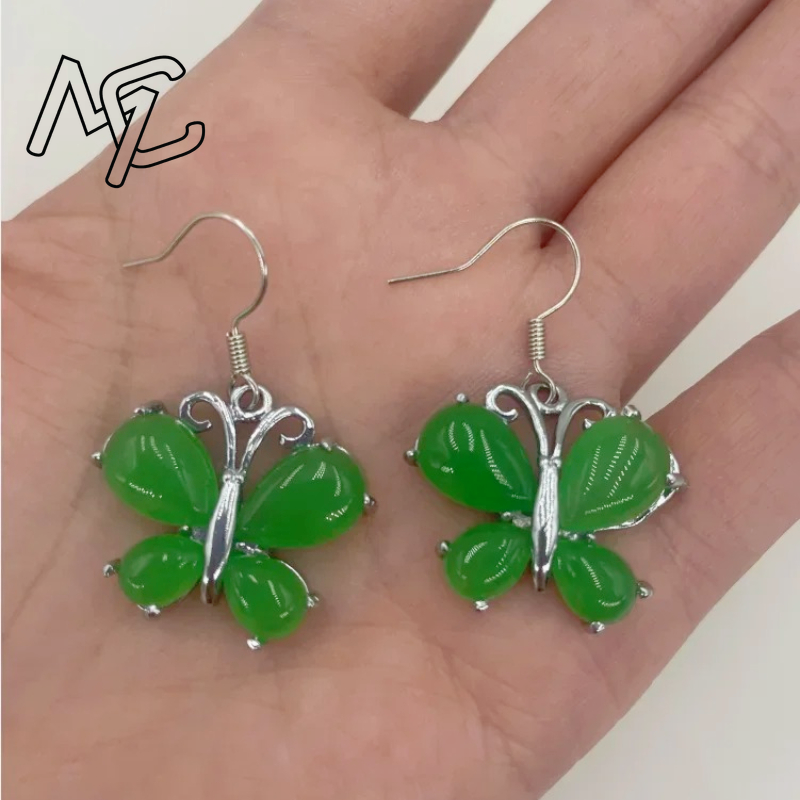 S925 Silver Green Jade Butterf - مراجعة Men Accessories Silver وسعره