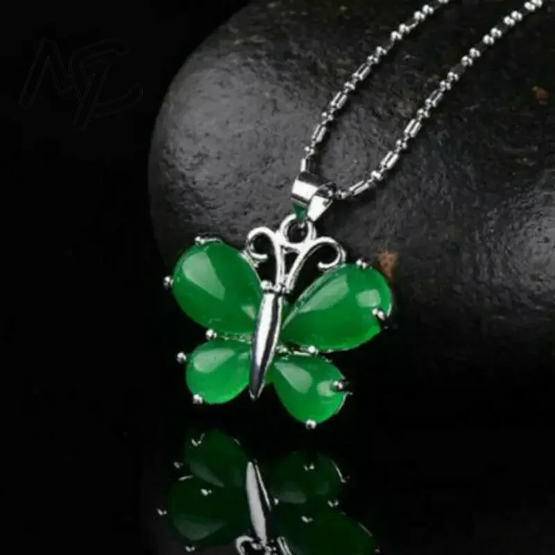 S925 Silver Green Jade Butterf - مراجعة Men Accessories Silver وسعره