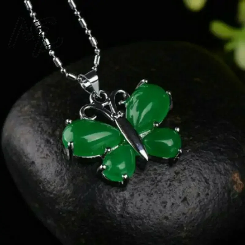 S925 Silver Green Jade Butterf - مراجعة Men Accessories Silver وسعره