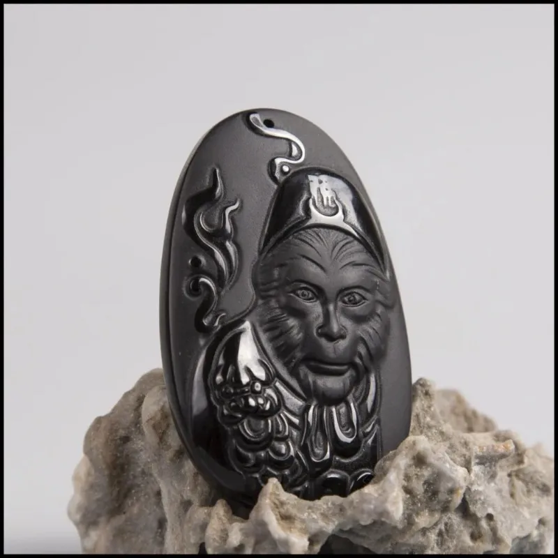 Natural Obsidian Sun WuKong Pe - مراجعة Men Accessories Jewellery وسعره