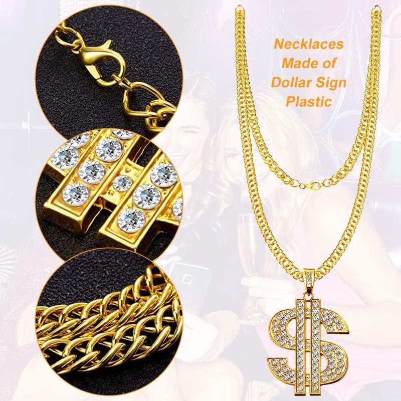 5pcs Hip Hop Costume kit,80s F - مراجعة Men Accessories Chain And Bracelet وسعره