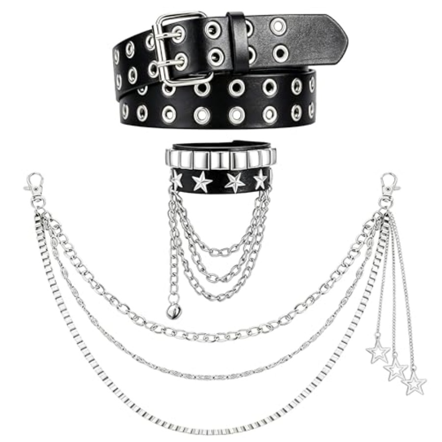 Studded Belt Set for Men Women - مراجعة Men Accessories Chain And Bracelet وسعره
