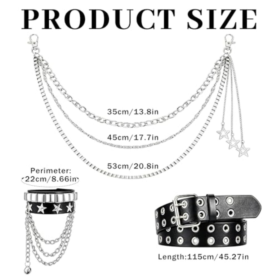 Studded Belt Set for Men Women - مراجعة Men Accessories Chain And Bracelet وسعره