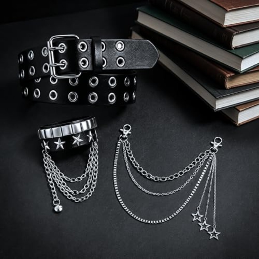 Studded Belt Set for Men Women - مراجعة Men Accessories Chain And Bracelet وسعره