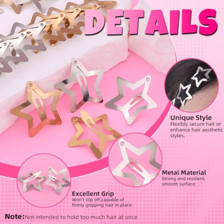 50 PCS Gold Silver Star Hair C - مراجعة Men Accessories Silver وسعره