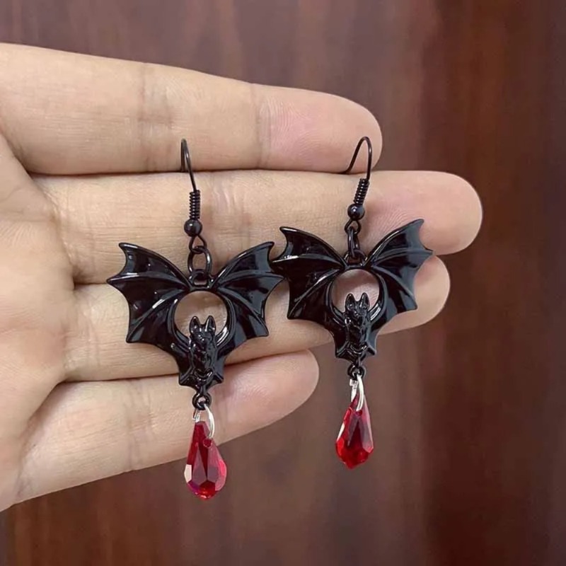 1Pair Gothic Vampire Bat Earri - مراجعة Men'S Vampire Accessories وسعره