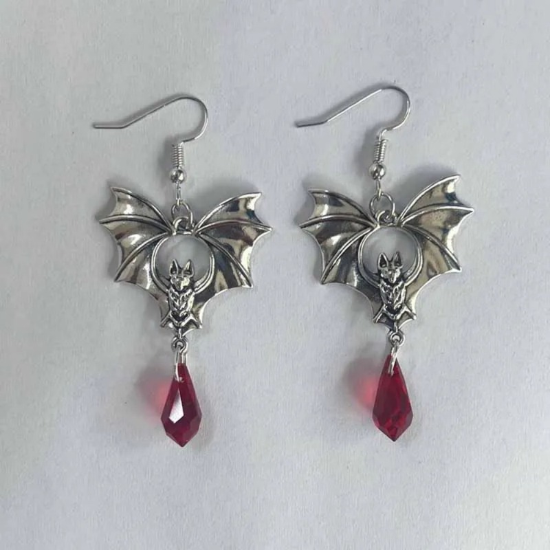 1Pair Gothic Vampire Bat Earri - مراجعة Men'S Vampire Accessories وسعره